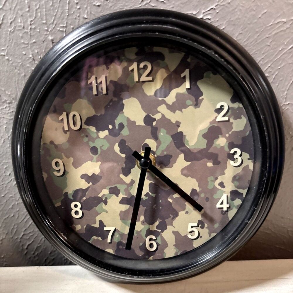 Army Green Camouflage Wall Clock 8 Inch